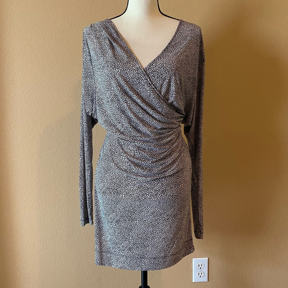 BCBGeneration Black and White Ruched Dress